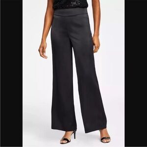 Anne Klein Black Silky High Rise Wide Leg Pants